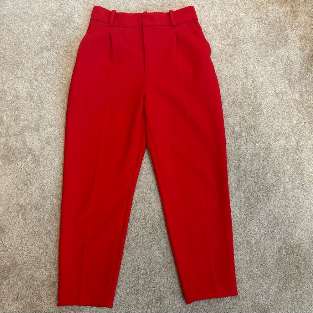 Zara red high-rise tailored trouser dress pants classy professional business L